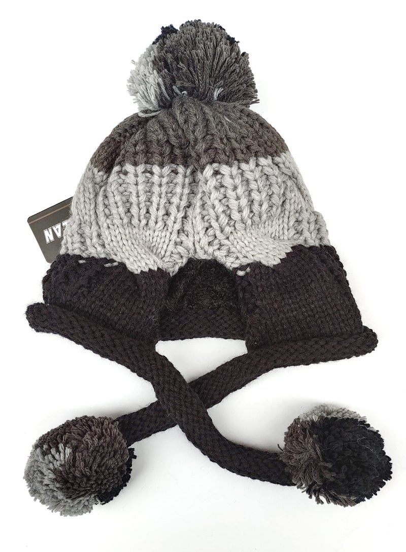 HUAMULAN Women Winter Sherpa Beanie Hats Knit Ear Flaps Peruvian Cover Ears Warm Fleece Lined Ski Snow Hat Caps with 3 Pompom - Image 4